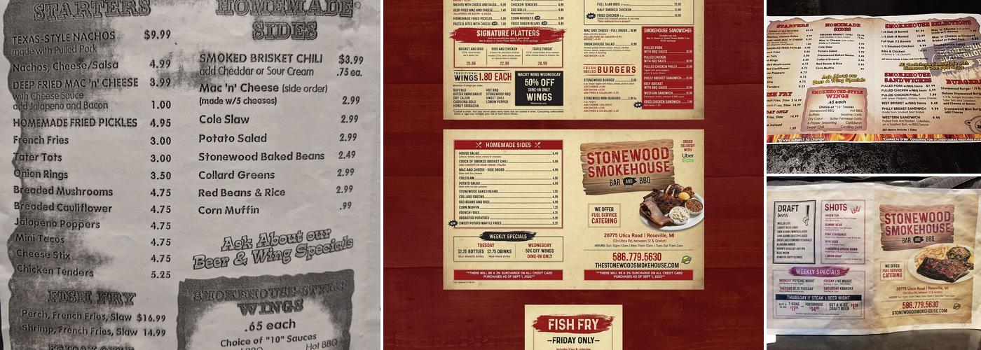 Stonewood Smokehouse Bar & BBQ Menu