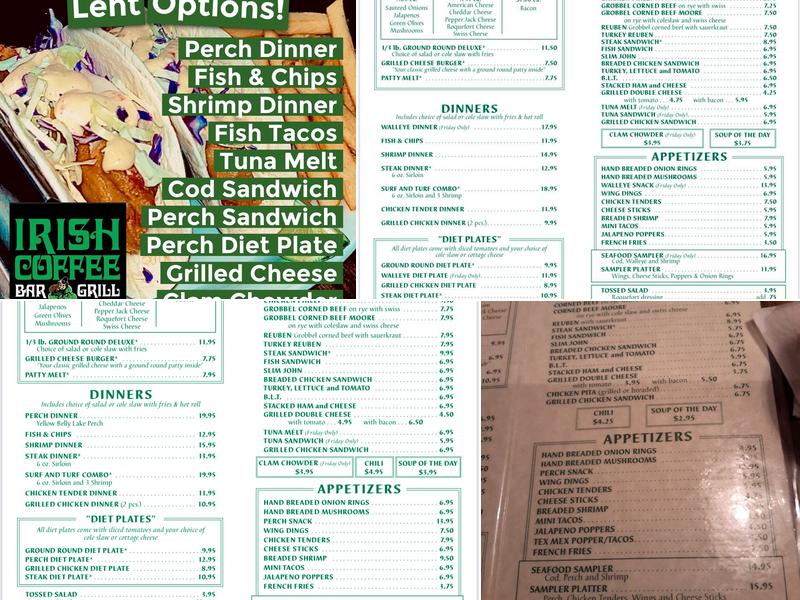 Irish Coffee Bar and Grill Menu