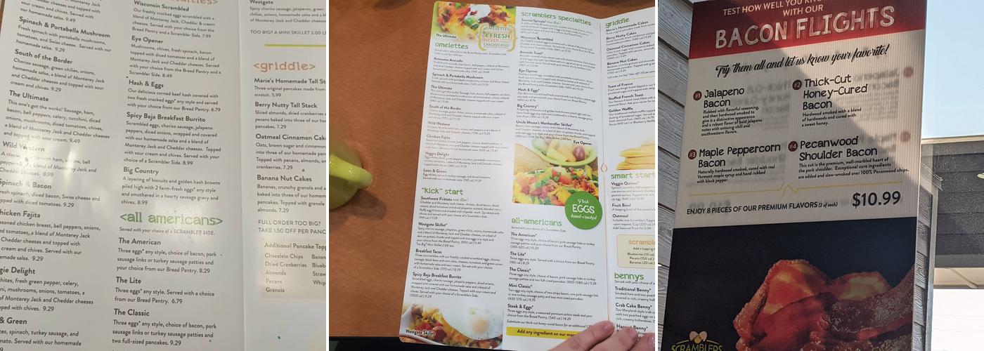 Scramblers Menu