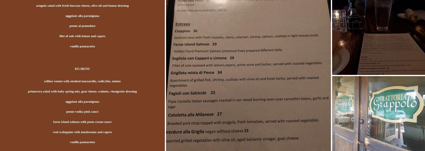 Trattoria Grappolo Menu