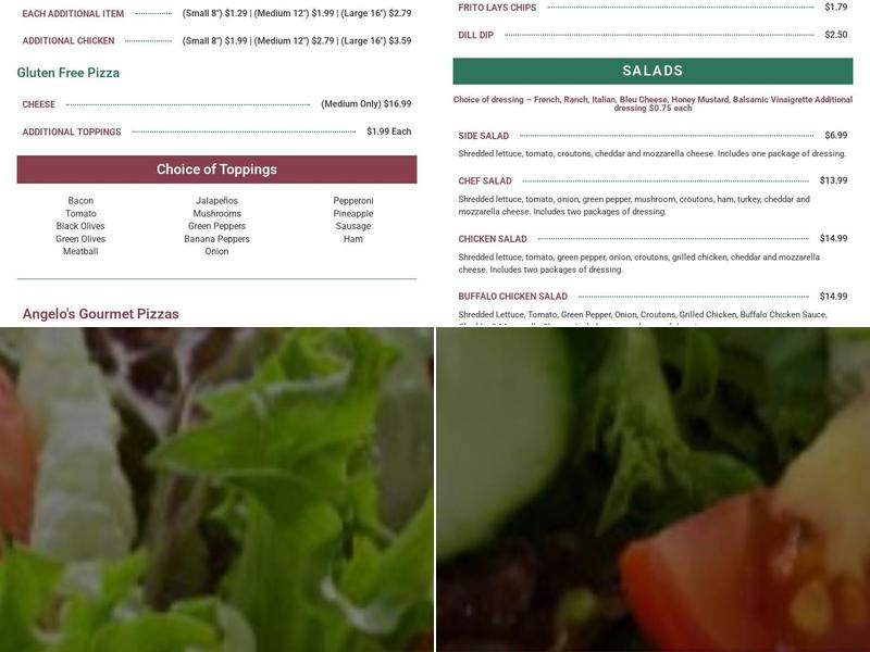 Angelo’s Menu