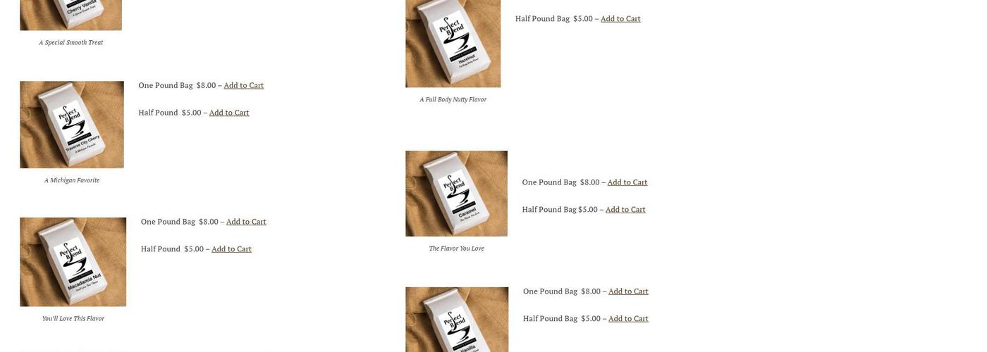 Perfect Blend Coffee Menu