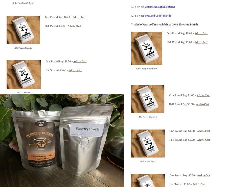 Perfect Blend Coffee Menu