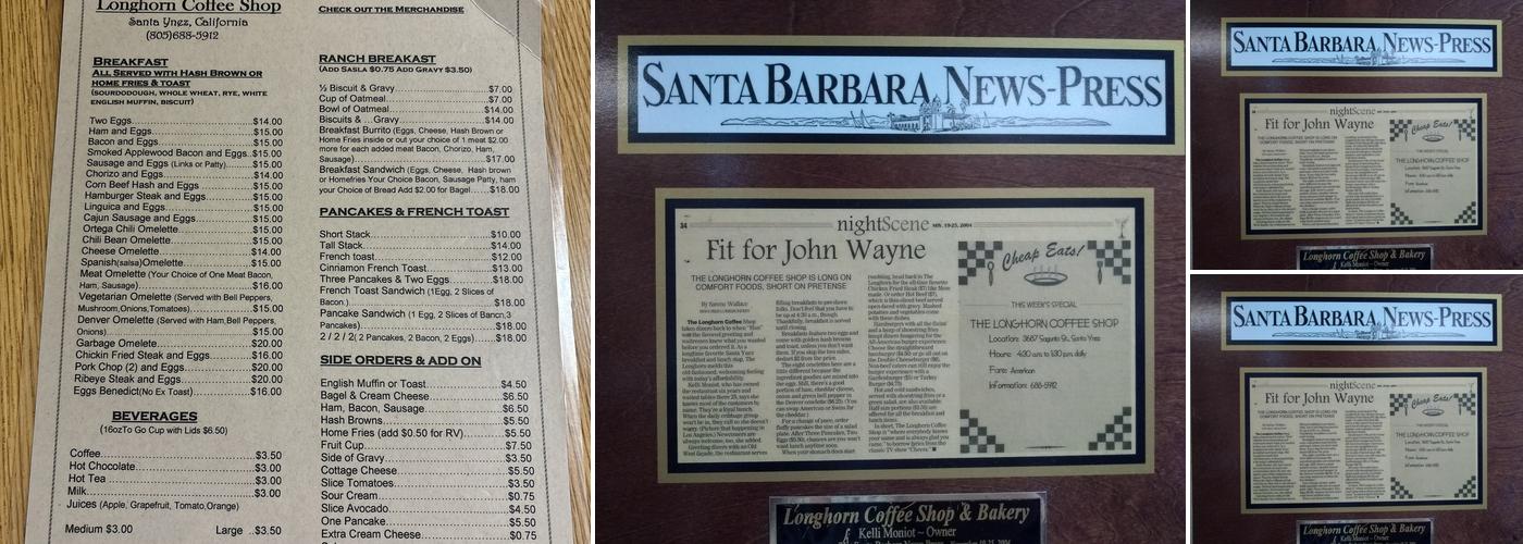 Longhorn Coffee Shop & Bakery Menu