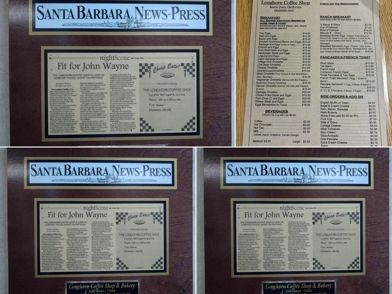 Longhorn Coffee Shop & Bakery Menu