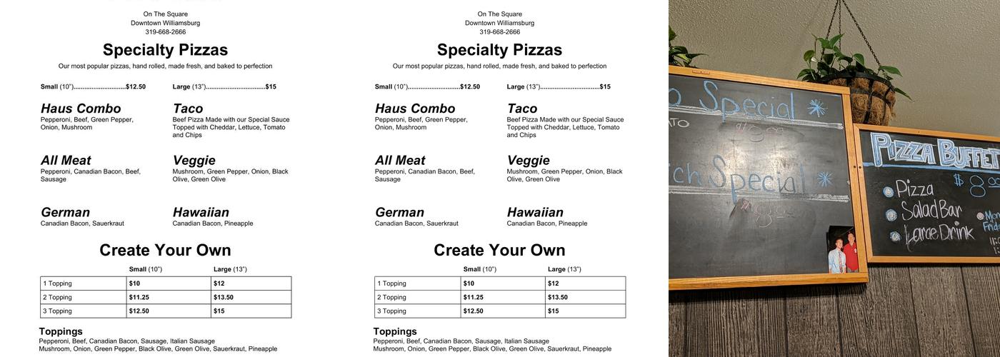 Pizza Haus Menu