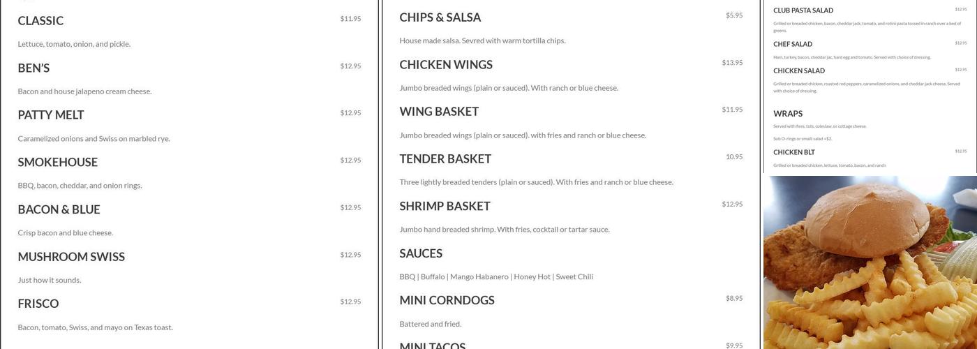 Bryant's Off 6 Menu