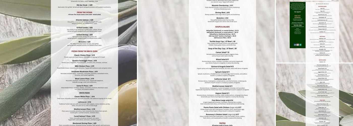 Rosemary's Thyme Bistro Menu