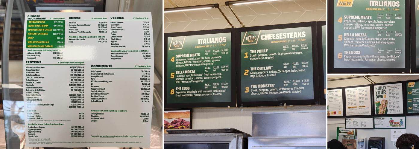 Subway Menu