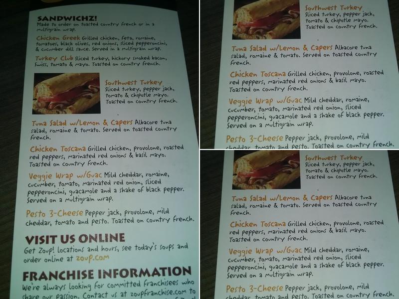 Zoup! Menu