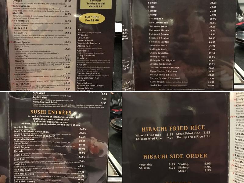 Kumo Hibachi & Sushi Menu