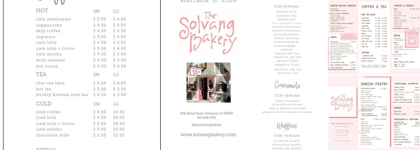 Solvang Bakery Menu