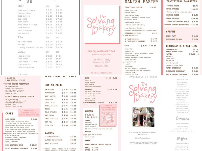 Solvang Bakery Menu