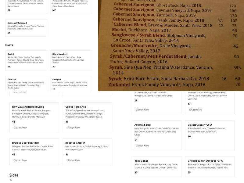 Toma Restaurant & Bar Menu