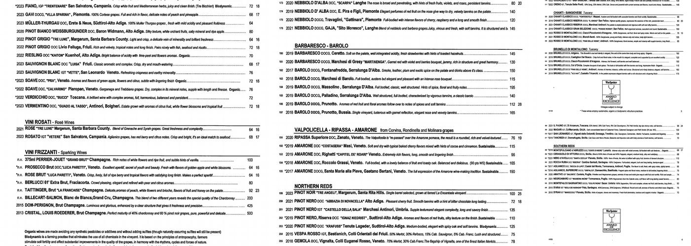 Tre Lune Menu