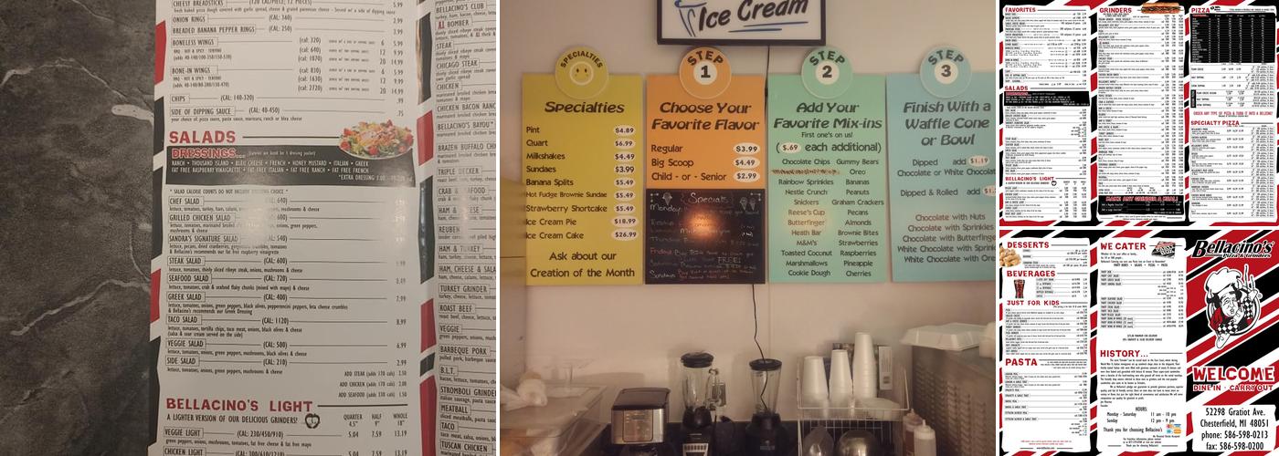 Bellacino’s Pizza and Grinders Inside Gargies Bar Menu