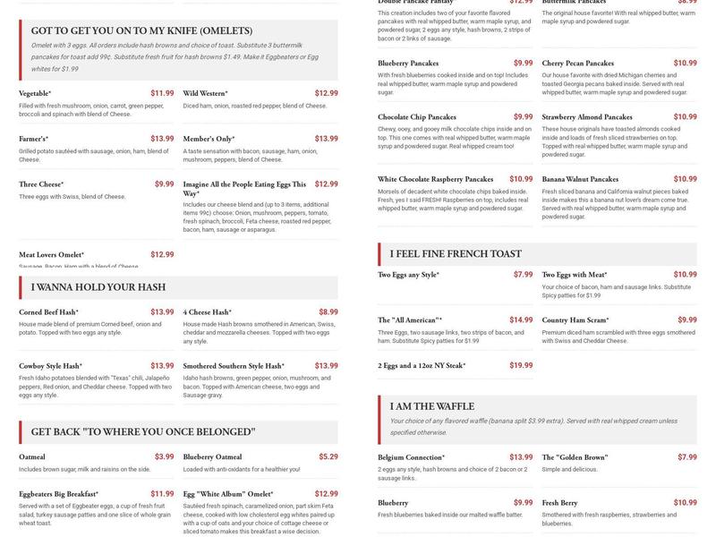 Strawberry Fields Restaurant Menu