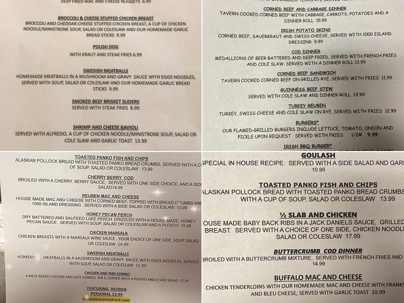 Green Street Tavern Menu