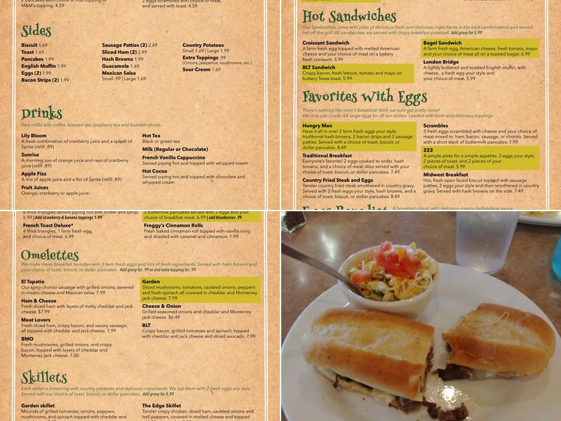 Froggys Menu