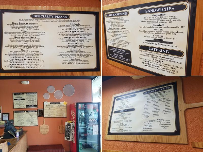 Palo Mesa Pizza II Menu