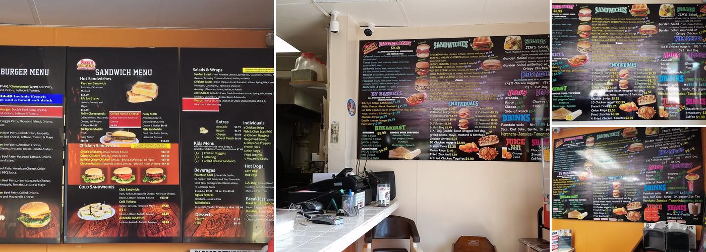 Jim's Burgers Menu