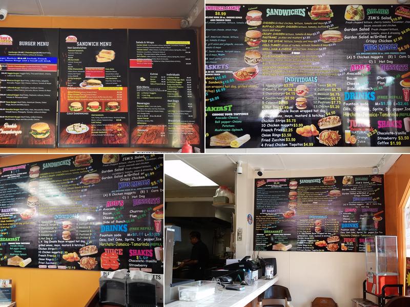 Jim's Burgers Menu