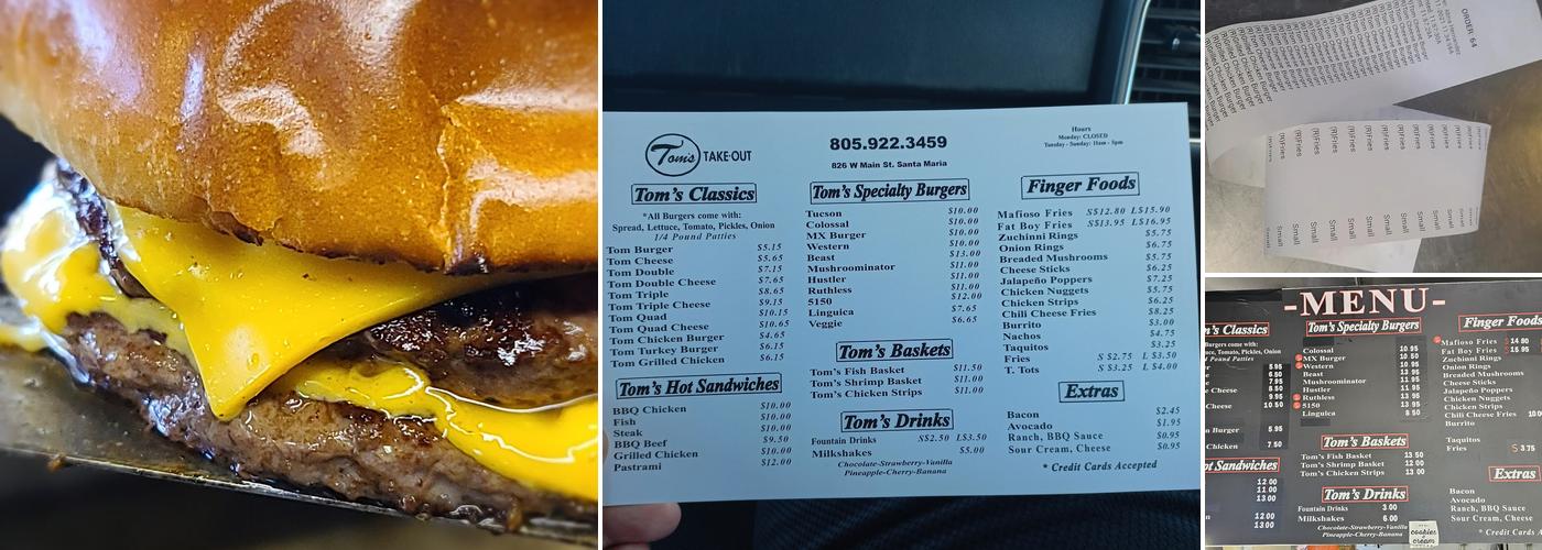 Tom's Take Out Menu