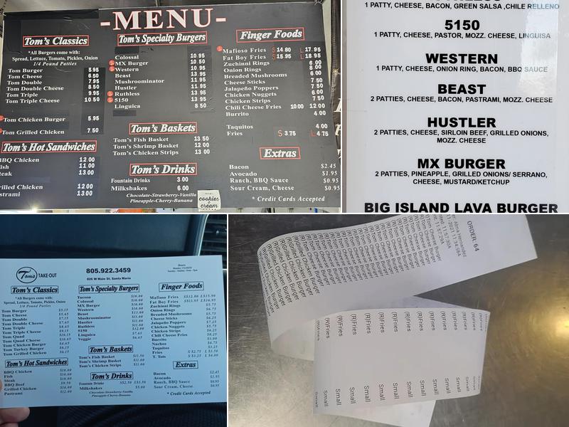 Tom's Take Out Menu