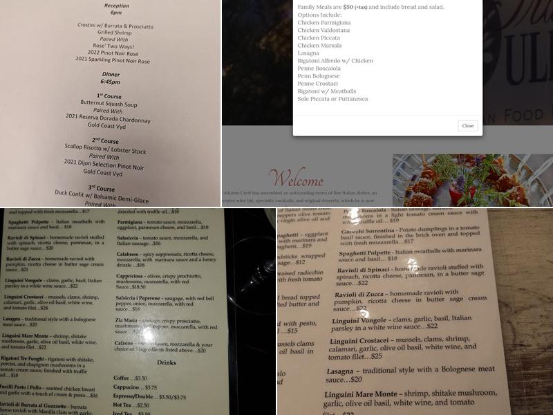 Trattoria Uliveto Menu