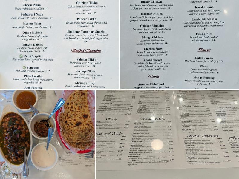 Shalimar Restaurant Menu