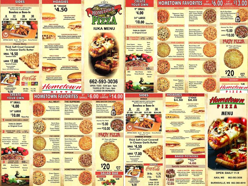 Hometown Pizza Iuka Menu