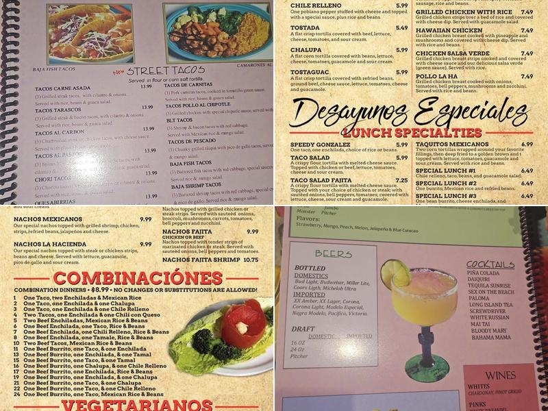 La Hacienda Mexican Restaurant Menu