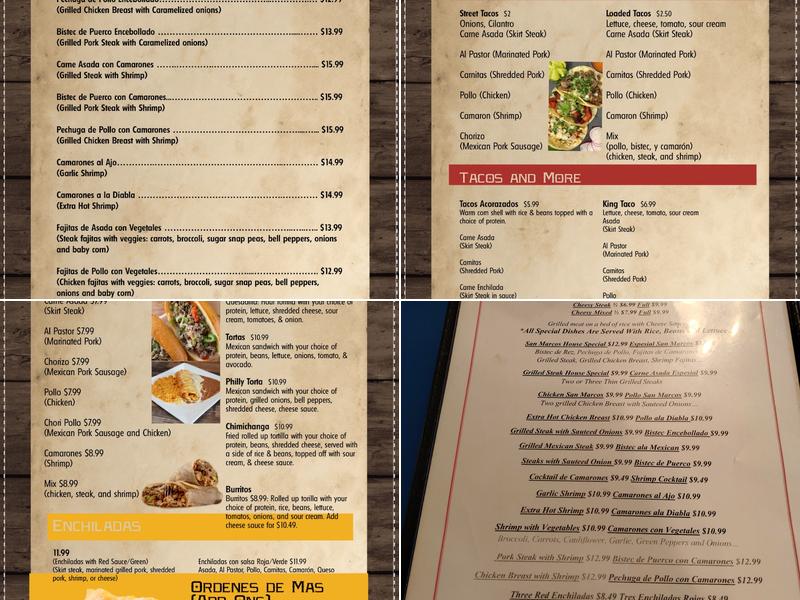 Taquizas Los Gallos Menu