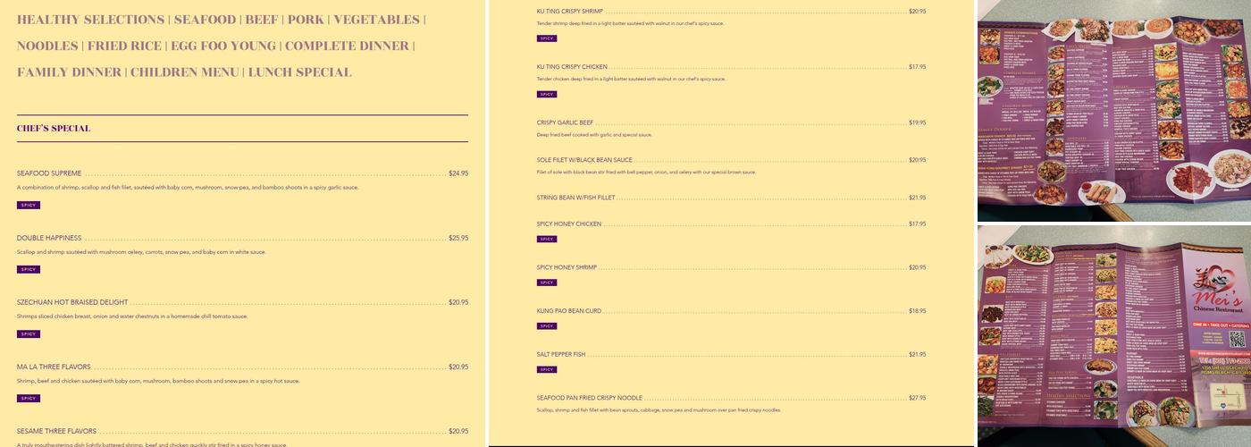 Mei's | Chinese Restaurant Menu