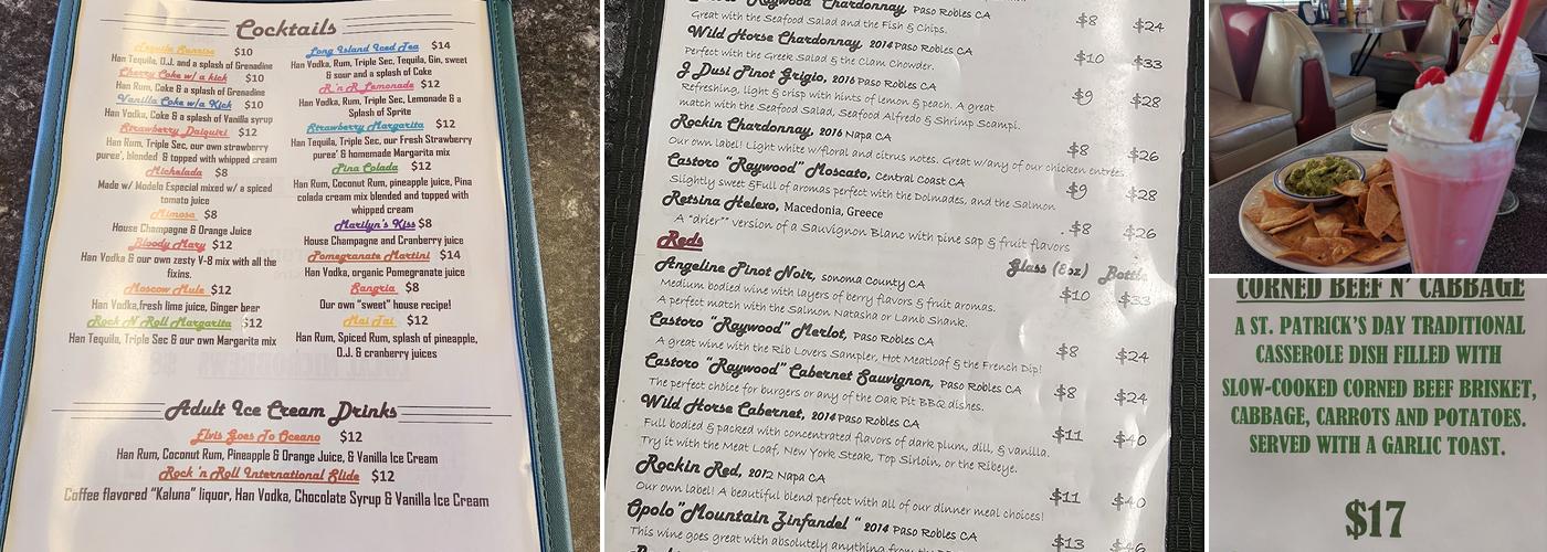 Rock & Roll Diner Menu