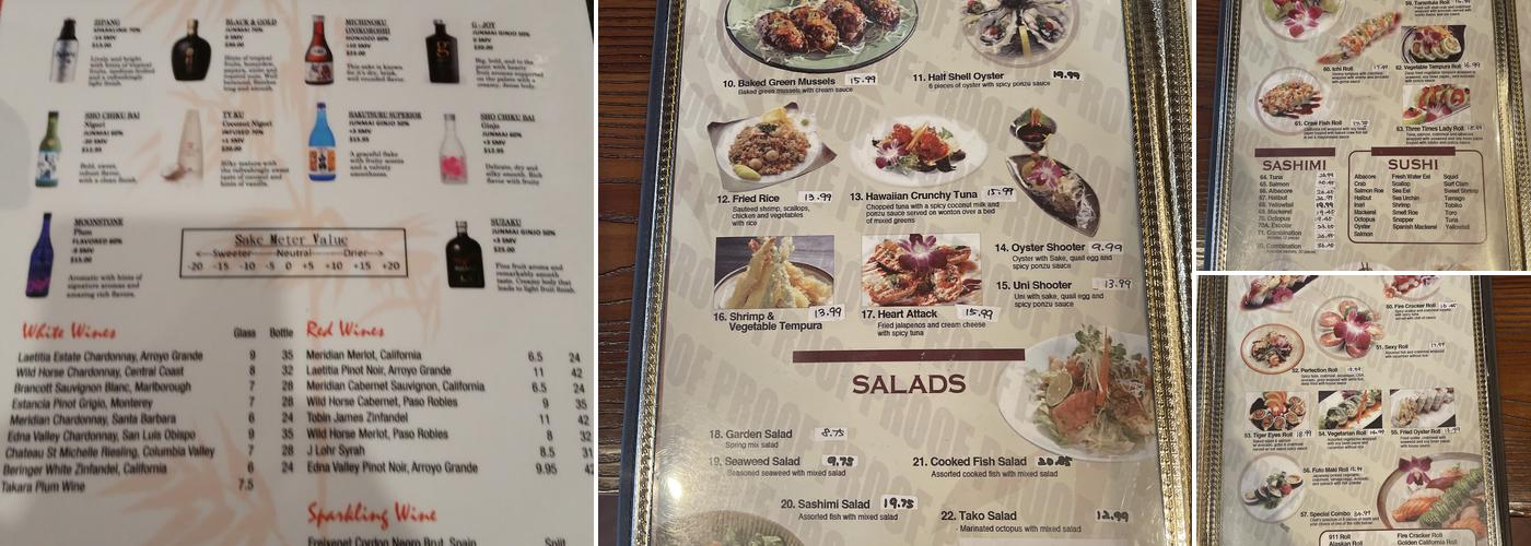 Yanagi Sushi & Grill Menu