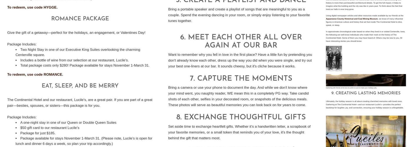 Lucile's in The Continental Hotel Menu