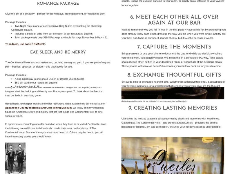 Lucile's in The Continental Hotel Menu