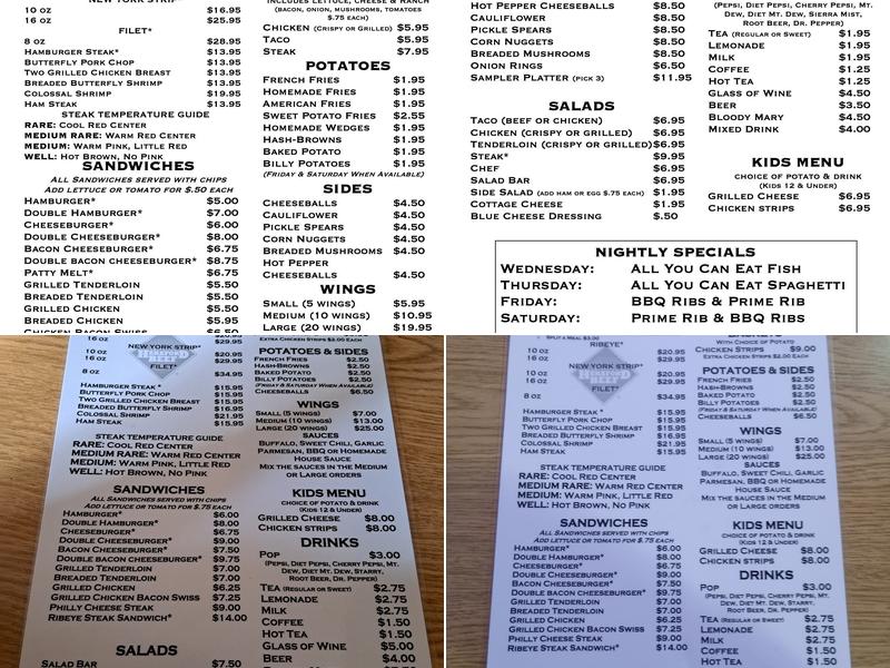 The Tap Eatery Menu