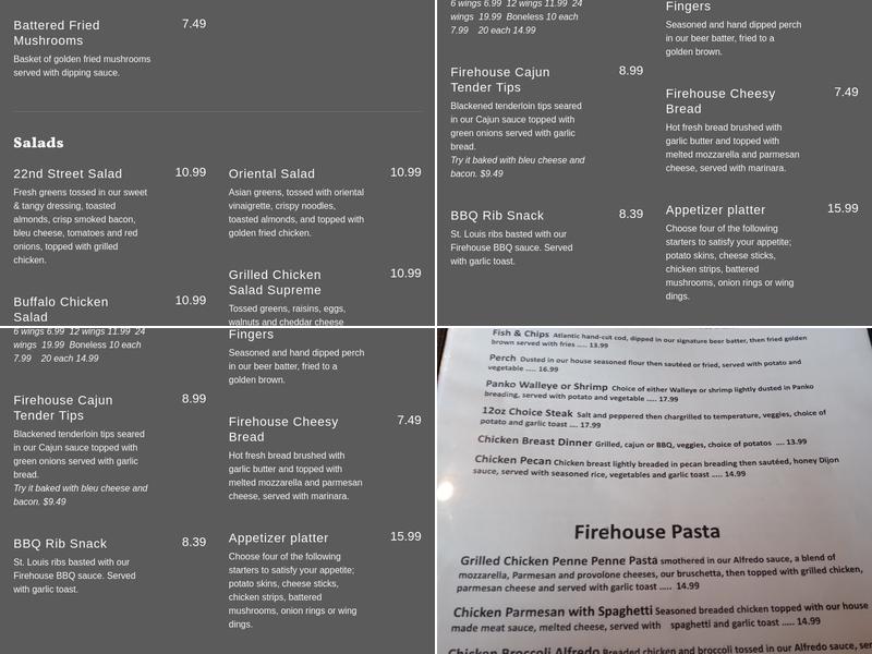 Fire House Pub Menu