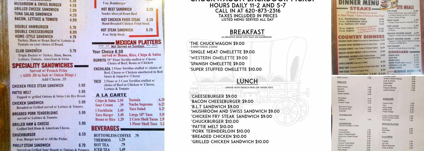 Chuck Wagon Restaurant Menu
