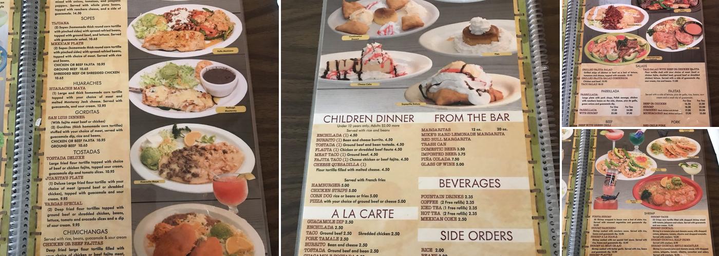 Vargas Restaurant Bar & Grill Menu