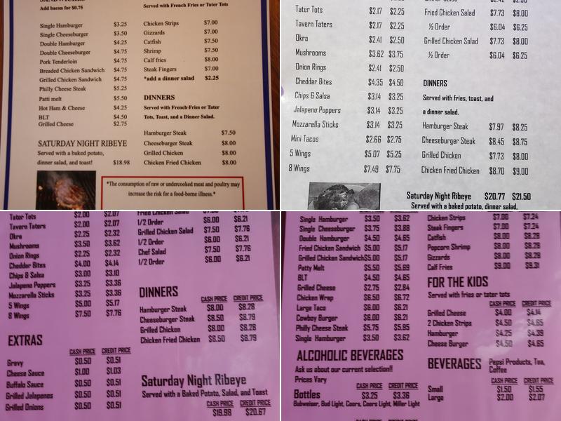 Plains Tavern Menu