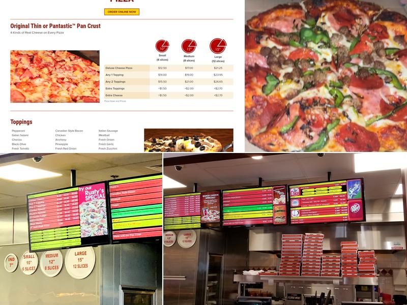 Rusty's Pizza Parlor Menu