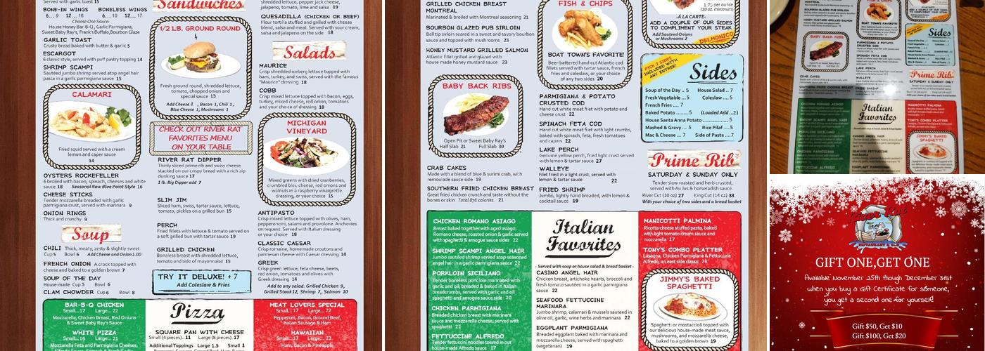 River Rat Restaurant Menu