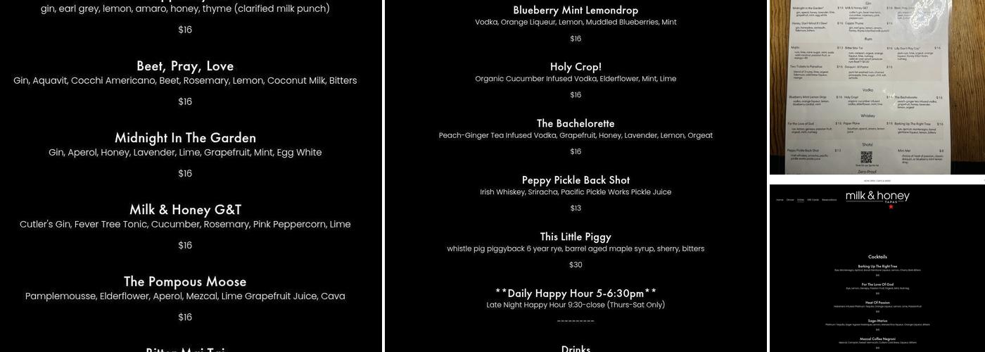 milk & honey Menu