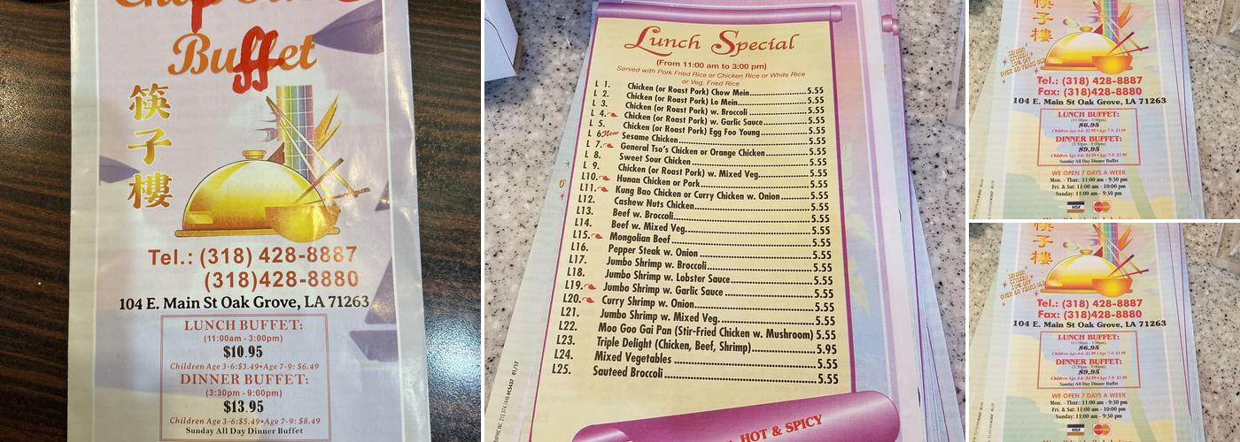 Chopstick Chinese Buffet Menu