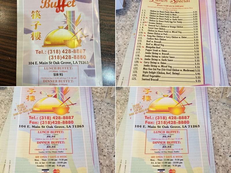 Chopstick Chinese Buffet Menu