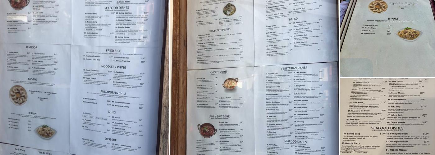 Himalayan Kitchen Menu