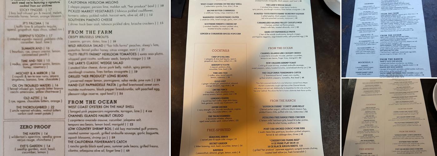 The Lark Santa Barbara Menu